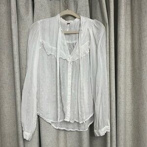 White long sleeve Free people blouse size medium